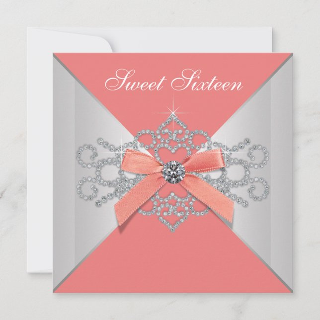 Invitation Diamants de corail et Corail fête d'anniversaire (Devant)