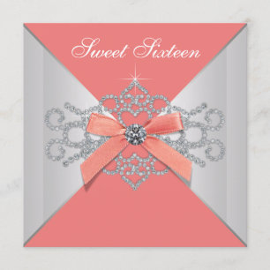 Invitation Diamants de corail et fête d'anniversaire corail