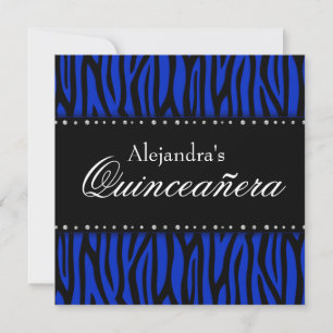 Invitation Diamants de zèbre bleu royal Quinceanera