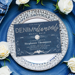 Invitation Diamants Denim Flourish Classy Bridal Bash Douche