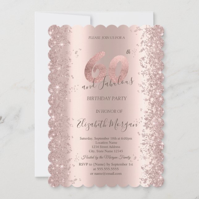 Invitation Diamants d'étincelle d'or rose 60e anniversaire (Devant)