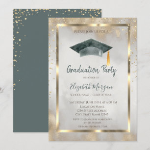 Invitation Diamants d'or, Cadre, Bouchon de diplôme Diplôme d