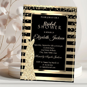 Invitation Diamants d'or, Robe Fête des mariées de cadre rayé