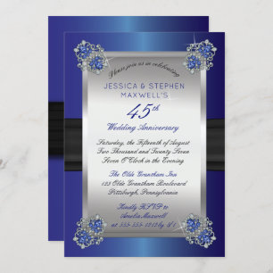Invitation Diamants Élégants Sapphires Bleu 45e anniversaire