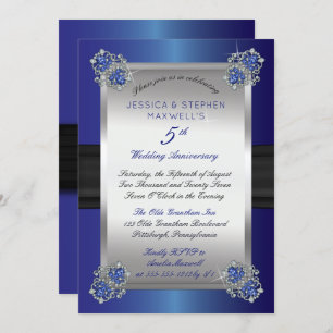 Invitation Diamants Élégants Sapphires Bleu 5e anniversaire