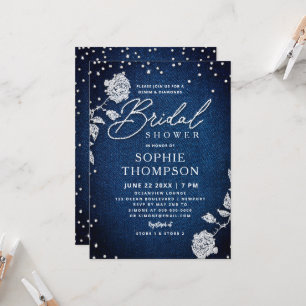 Invitation Diamants en Denim Rose Bleue et Blanche Cadre Show