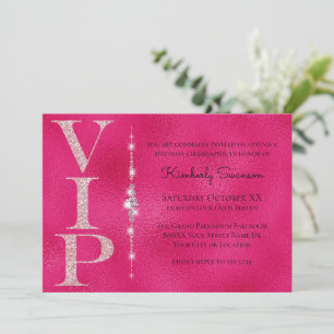 Invitation Diamants glamour Hot rose Parties scintillant VIP 