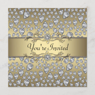 Invitation Diamants Noir et Or Toute l'occasion