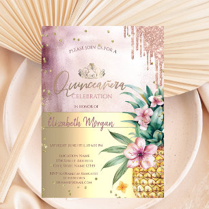Invitation Diamants,Paillettes de rose en or,Gouttes,Pomme de