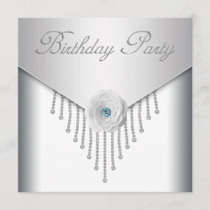Invitation Diamants Rose blanche femmes fête d'anniversaire I