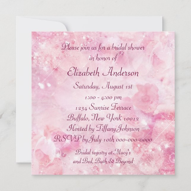 Invitation Diamants roses rose Fête des mariées rose (Devant)