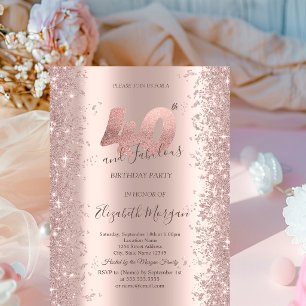Invitation Diamants scintillants or rose pour 40e anniversair