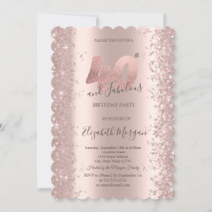 Invitation Diamants scintillants or rose pour 40e anniversair