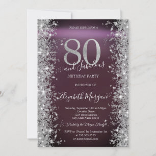Invitation Diamants Silver Sparkle Bourgogne 80e Anniversaire