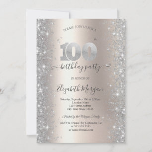 Invitation Diamants Silver Sparkle Ivoire Fête d'anniversaire