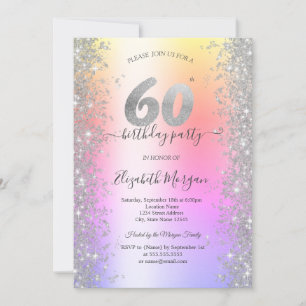 Invitation Diamants Silver Sparkle Ombre Fête d'anniversaire
