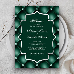 Invitation Diamants touffus émeraude vert Mariage musulman