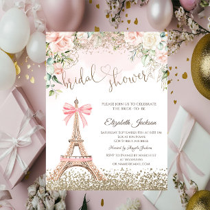 Invitation Diamants Tour Eiffel Nœud Fleurs Enterrement de vi