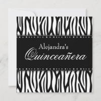 Diamants zébrés noirs et blancs Quinceanera