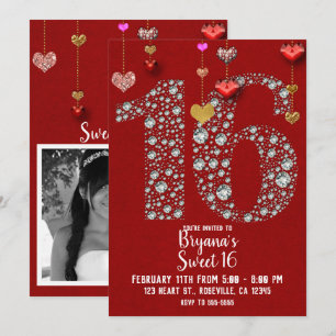 Invitation Diamond 16 Les Coeurs de Saint-Valentin Photo du p