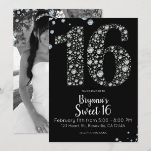 Invitation Diamond Bling 16 Seize Anniversaire Photo
