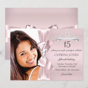 Invitation Diamond Bow & Tiara Quinceanera en arge