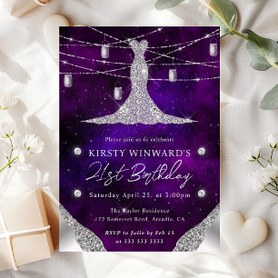 Invitation Diamond Dress et Mason Jars Glam 21e anniversaire