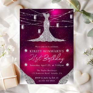 Invitation Diamond Dress et Mason Jars Glam 21e anniversaire