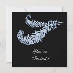 Invitation DIAMOND FEATHERS JEWEL Mariage noir blanc
