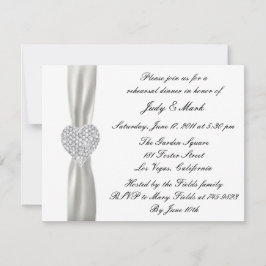 Invitation Diamond Heart White Mariage Rehearsdîner Invit