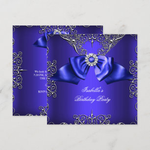 Invitation Diamond Royal Bleu violet argent élégant Anniversa