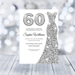 Invitation Diamond Sparkle robe femmes 60e fête d'anniversair