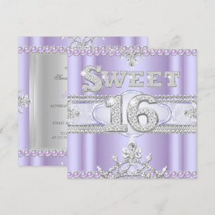 Invitation Diamond Sweet 16 Seteen Party Purple Lilac