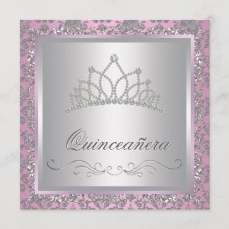 Invitation Diamond Tiara Pink Princess Party