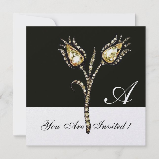 Invitation DIAMOND TULIPS MONOGRAM, Ice Metallic (Devant)
