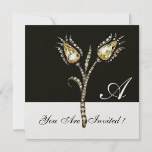 Invitation DIAMOND TULIPS MONOGRAM, Ice Metallic