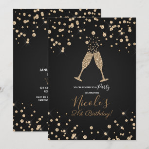 Invitation Diamonds Champagne Toast Moderne Anniversaire
