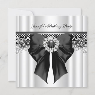 Invitation Diamonds dentelle image Anniversaire fête Noir Bla