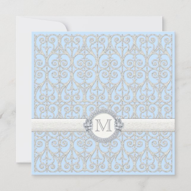 Invitation Diamonds & dentelle, Wedding shower des couples (Devant)