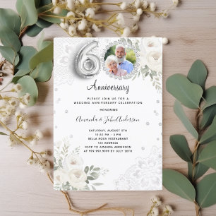 Invitation Diamonds floraux photo 60e anniversaire mariage
