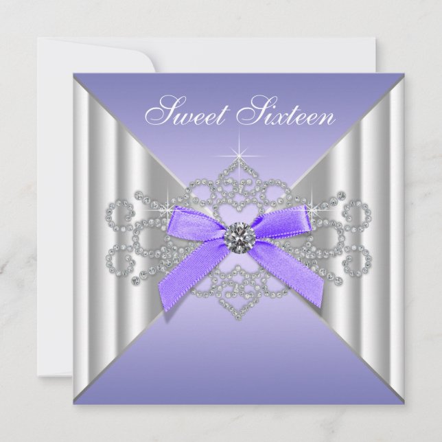 Invitation Diamonds Lavender Sweet 16 Anniversaire (Devant)
