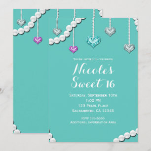 Invitation Diamonds & Pearls Bling Jewels Glam Anniversaire
