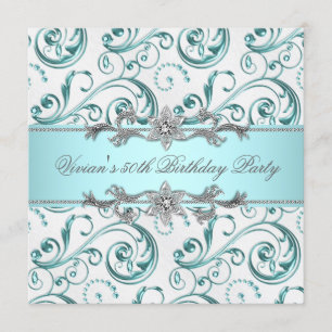 Invitation Diamonds Silver Blue All Occasion Party