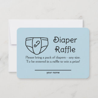 Invitation Diaper Raffle Baby Boy Blue Shower Enclosure Card