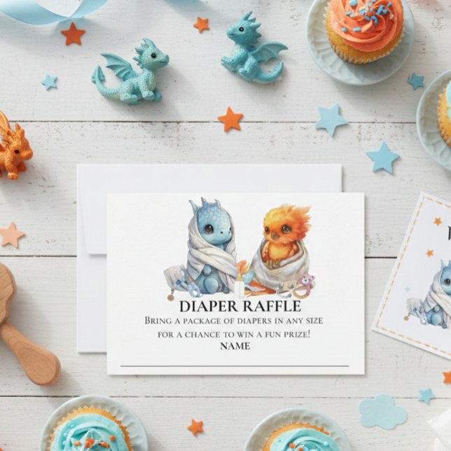 Invitation Diaper Raffle Dragon Phoenix Twins Baby shower (Créateur téléchargé)