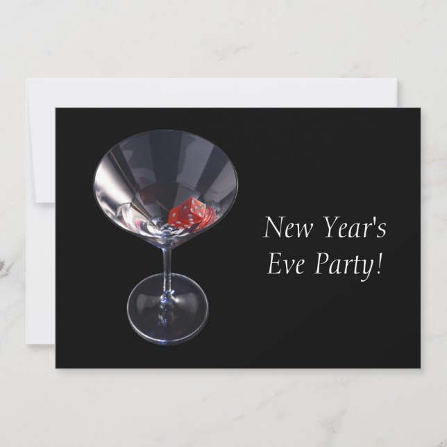 Invitation Dice Glass Fête Heure Nouvel An Réveillon Invitati (Devant)