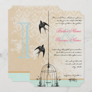 Invitation Die Cut Amour Rustique Oiseau Cage à oiseaux Maria