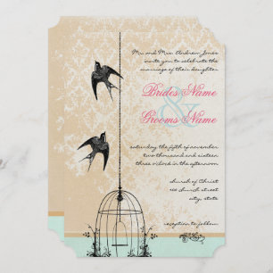 Invitation Die Cut Rustic Inséparable Birdcage Mariage