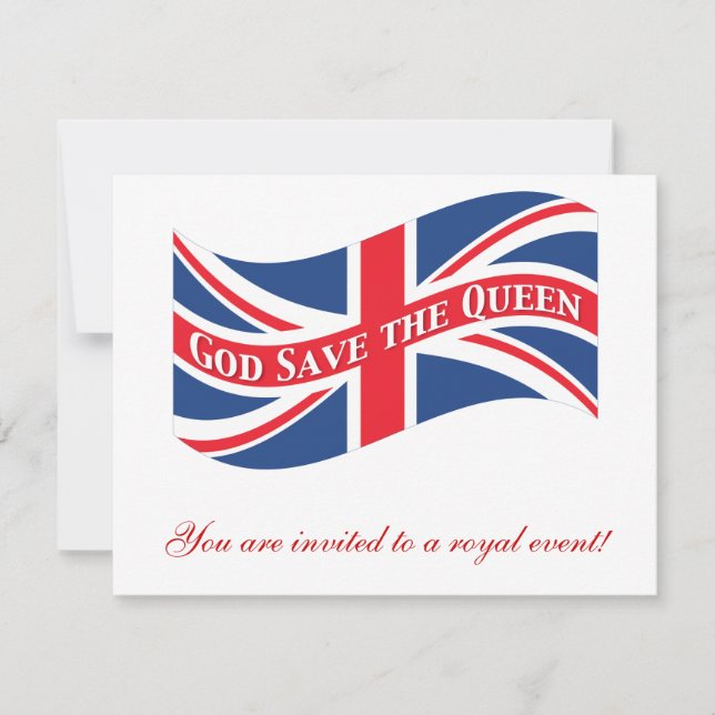 Invitation Dieu sauve la reine avec Union Jack (Devant)