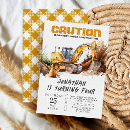 Invitation Digger de thème de construction Anniversaire de en